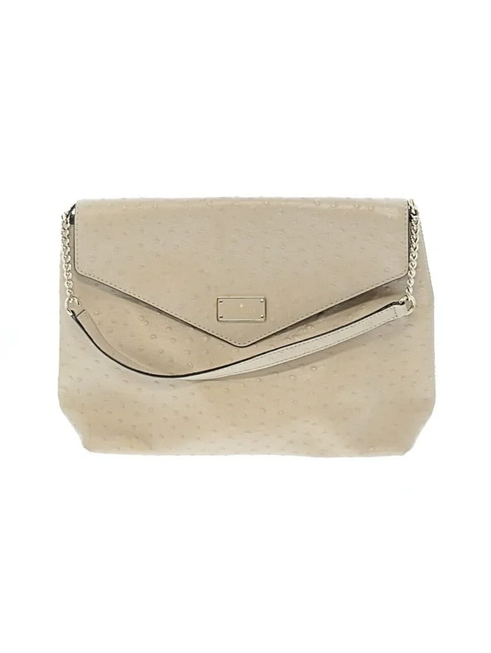 Kate Spade A La Vita Leena Cream Ostrich Embossed Leather Shoulder Bag EUC